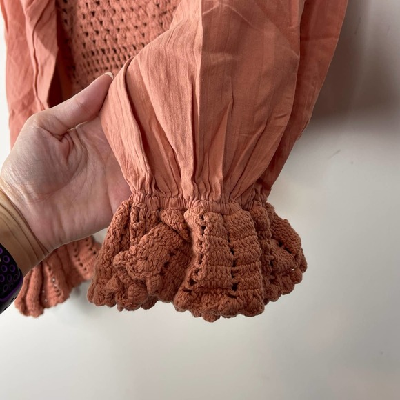 Free People Coral Sand Megan Crochet Top NWT Size Small - Picture 4 of 9